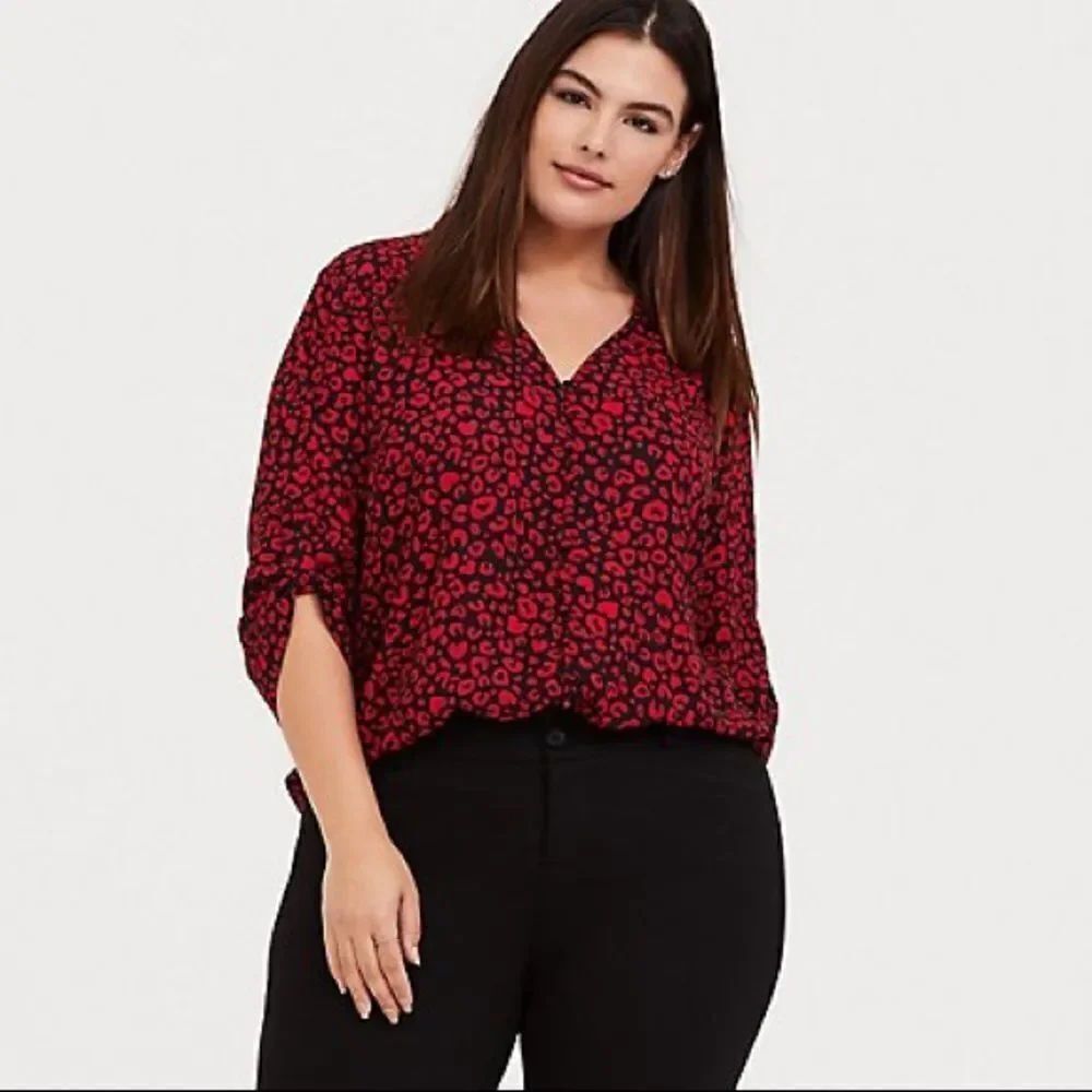 ✨ HARPER - RED LEOPARD GEORGETTE BUTTON FRONT BLOUSE✨